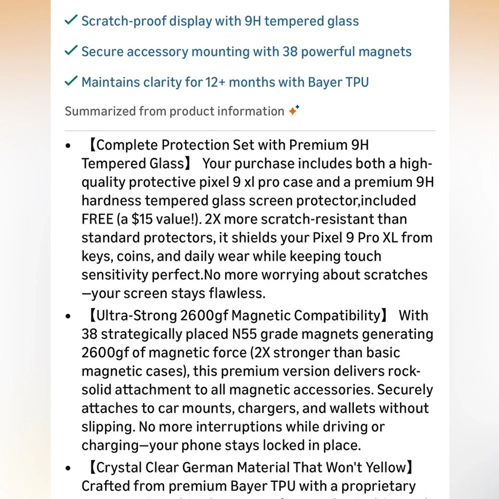 Phone Case with Screen Protector for Google Pixel 9 pro XL